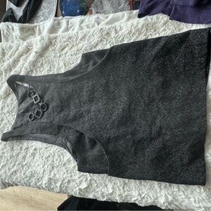 Black Sleeveless Top with Silver Accents